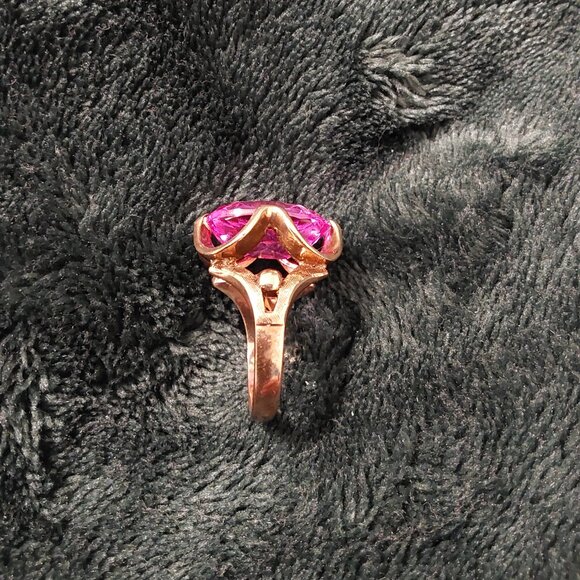 10 KT Gold, 1963 Edison's Jewelry store PINK GEMSTONE RING BEAUTIFUL - Picture 11 of 17